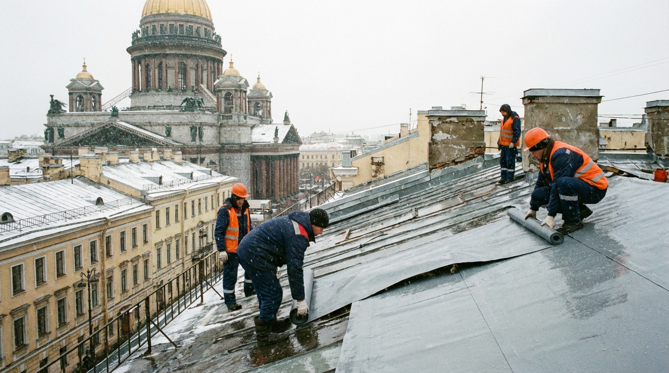 Гидроизоляция кровли в Санкт-Петербурге: защита от дождей и снега